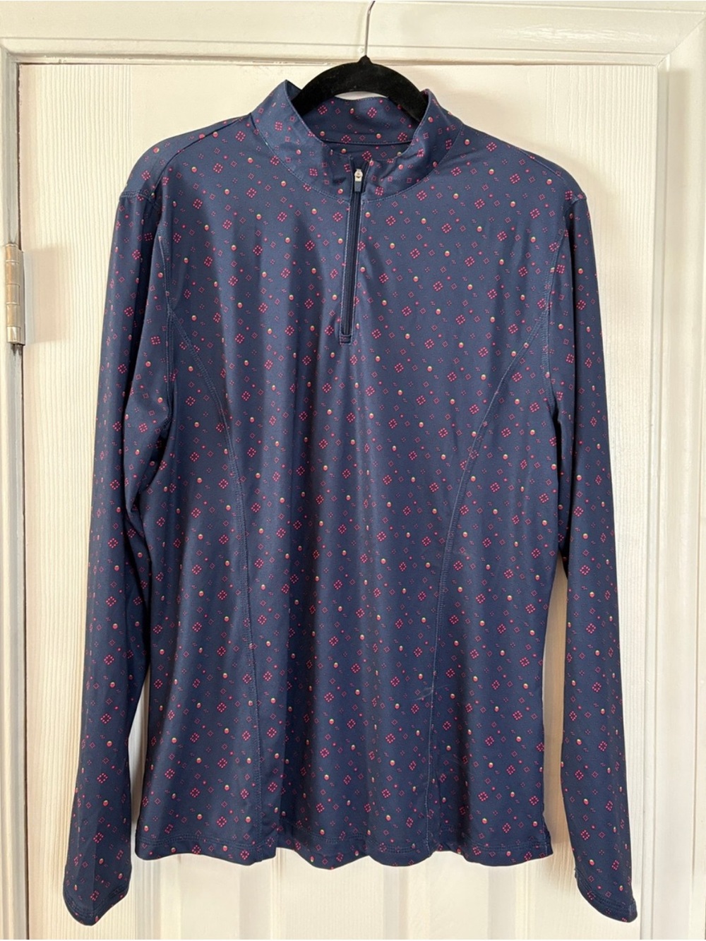 Callaway Weather Series Women XL Navy Strawberry Geometric Quarter Zip Pullover